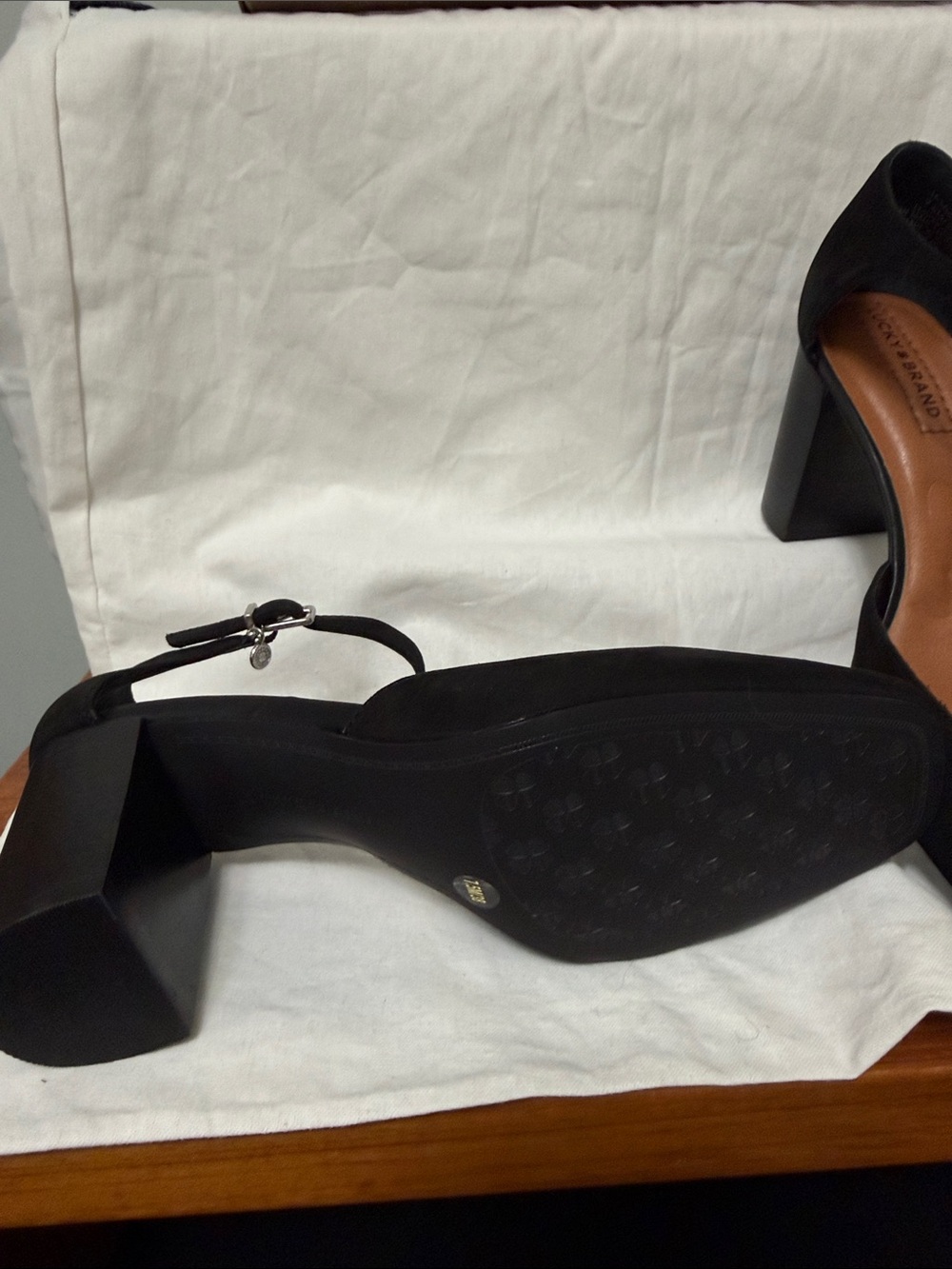 Lucky Brand Black Suede Block Heel Mary Jane Sandals - Picture 4 of 5